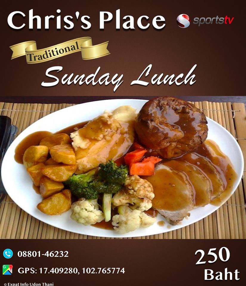 EXPAT INFO UDON THANI CHRIS BAR RESTAURANT SUNDAY ROAST